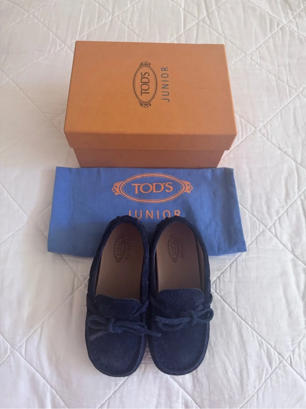 Tod's - Junior Gommino Navy Suede Loafer, Size EU 24
